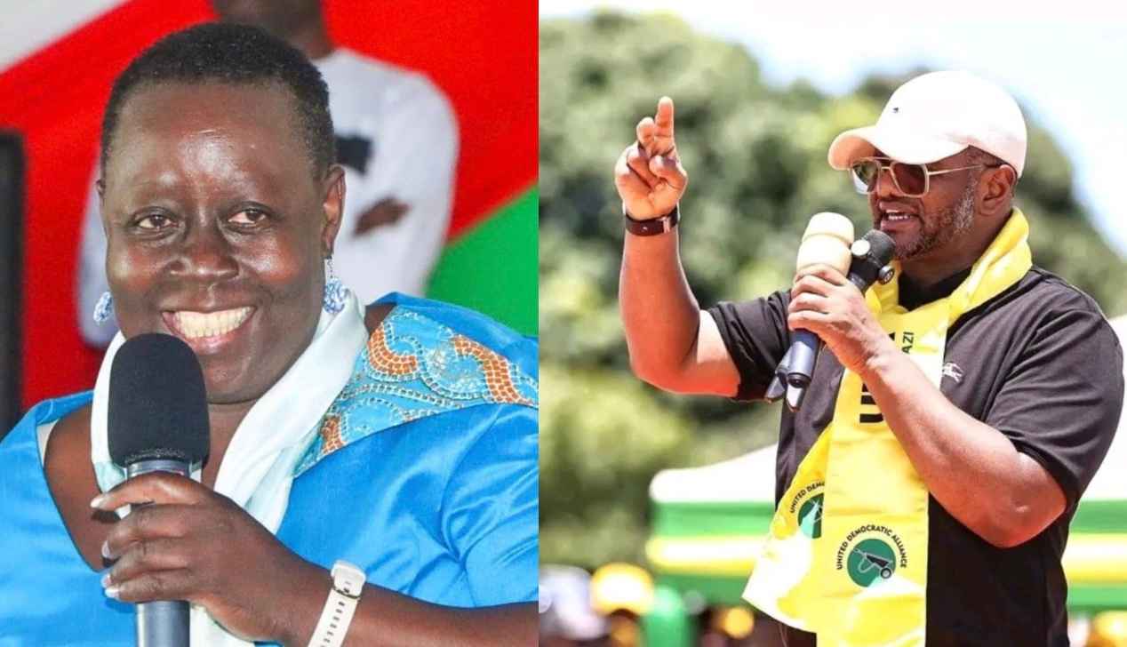 Collage photo of Ruth Odinga and UDA SG Hassan Omar.